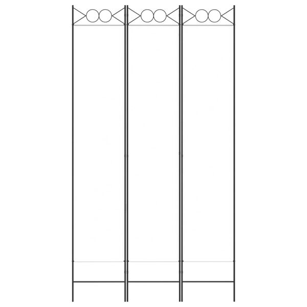 vidaXL Параван за стая, 3 панела, бял, 120x220 см, текстил