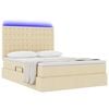vidaXL Легло с място за съхранение и LED Кремав 140 x 200 cm Полиестер
