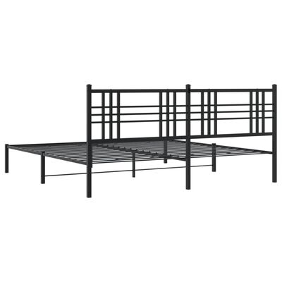 vidaXL Метална рамка за легло с горна табла, черна, 180x200 см