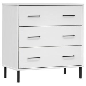 vidaXL Сайдборд с 3 чекмеджета бял 77x40x79,5 см масивно дърво OSLO