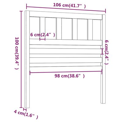 vidaXL Горна табла за легло, меденокафява, 106x4x100 см, бор масив