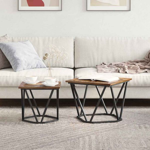 vidaXL Комплект помощни маси 2 pcs Димян дъб