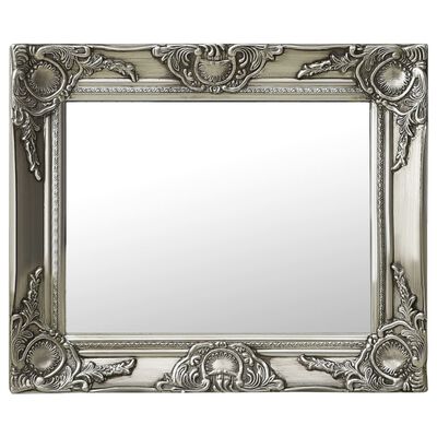 vidaXL Стенно огледало, бароков стил, 50x40 см, сребристо