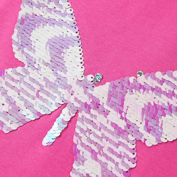 Детска тениска с ръкави капаче, тъмнорозово, 104