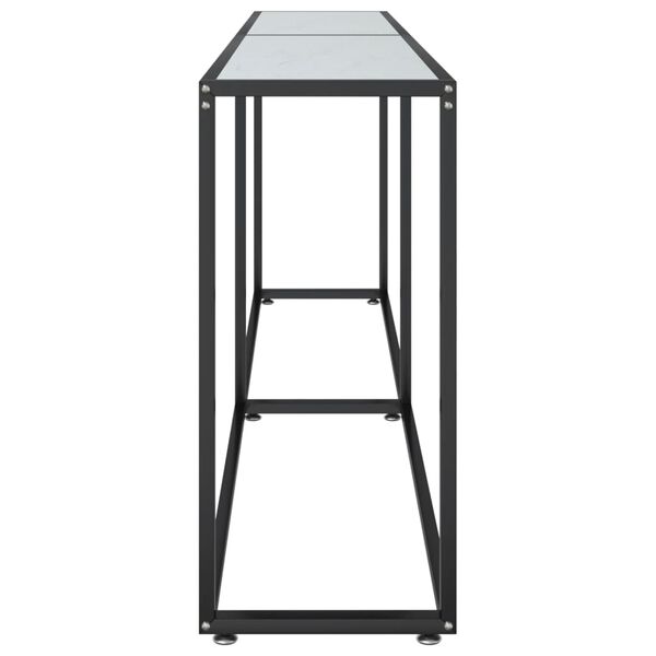 vidaXL Конзолна маса, бял мрамор, 220x35x75,5 cм, закалено стъкло