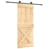 vidaXL Преплъзваща се врата Естествено и черно 85 x 210 cm