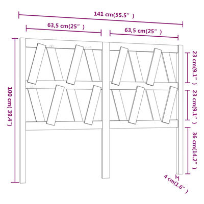 vidaXL Горна табла за легло, меденокафява, 141x4x100 см, бор масив