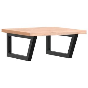 vidaXL Стенен рафт за мивка, стомана и масивно дърво бук