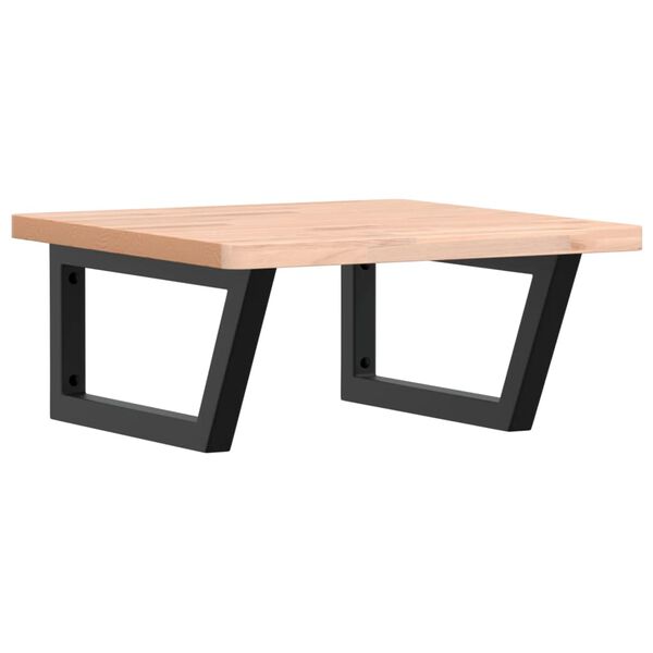 vidaXL Стенен рафт за мивка, стомана и масивно дърво бук