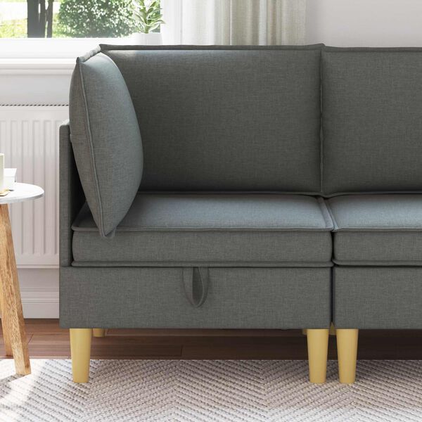 vidaXL Табуретка с място за съхранение Тъмен сив