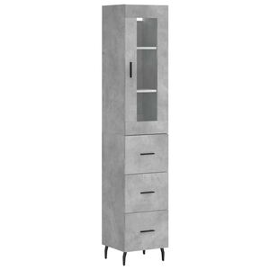 vidaXL Висок шкаф, бетонно сив, 34,5x34x180 см, инженерно дърво