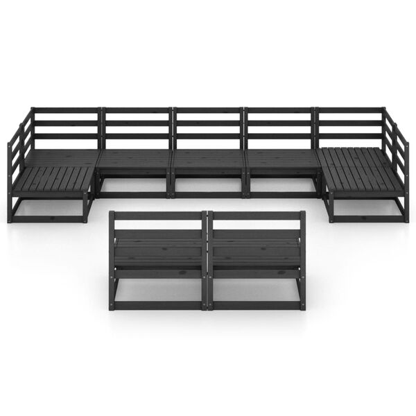 vidaXL Градински лаундж комплект от 9 части, борово дърво масив