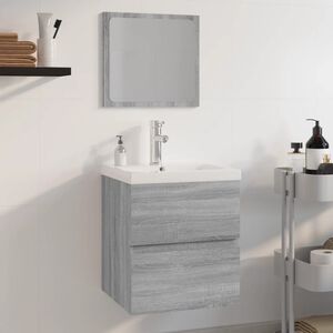 vidaXL Комплект мебели за баня, сив сонома, инженерно дърво