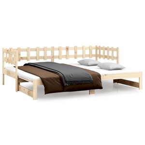 vidaXL Разтегателно дневно легло, 2x(80x200) см, бор масив