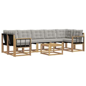 vidaXL Комплект дивани за открито 8 pcs Бяло и светлосиво