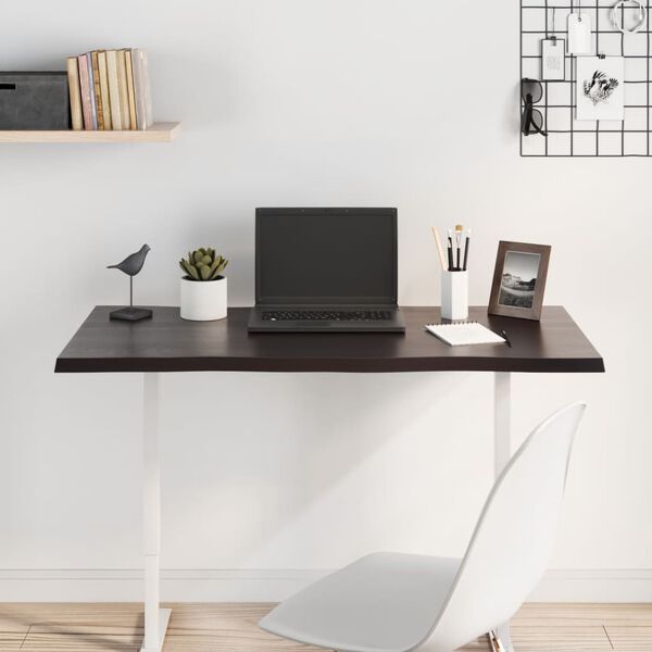 vidaXL Плот за маса тъмнокафяв 100x50x2 см обработен масивен дъб