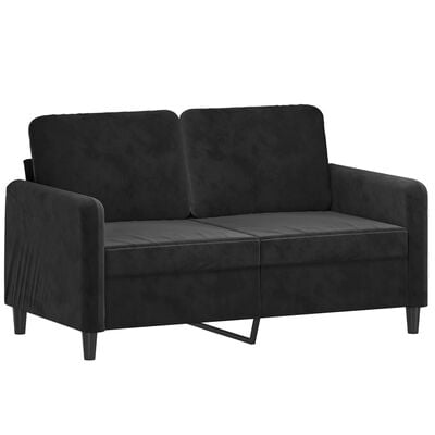 vidaXL 2-местен диван с декоративни възглавници черен 120 см кадифе