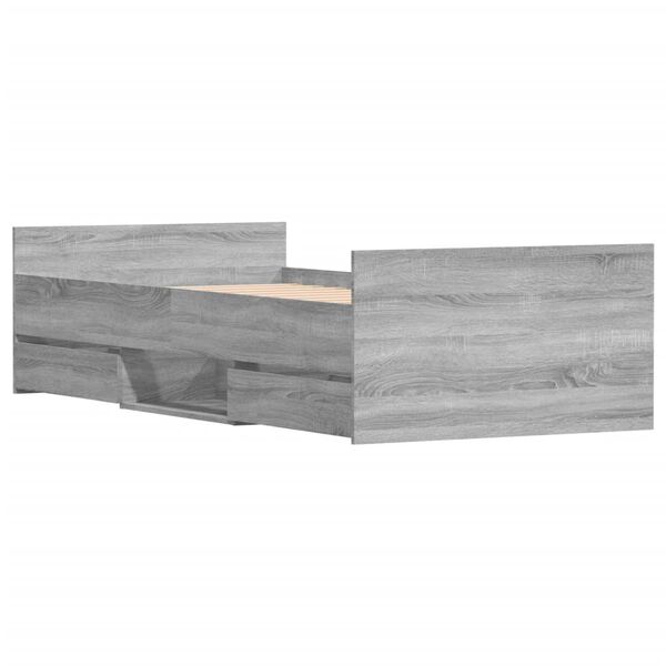 vidaXL Рамка за легло с горна и долна табла, сив сонома, 100x200 см