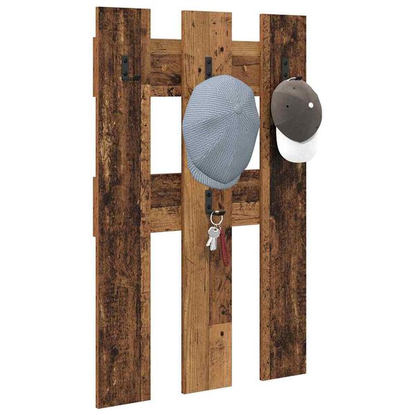 vidaXL Стенен закачалка за палта Старо дърво 65 x 3 x 100 см
