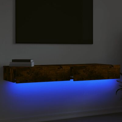 vidaXL ТВ шкафове с LED осветление, 2 бр, опушен дъб, 60x35x15,5 см