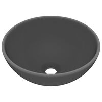 vidaXL Мивка за баня лукс кръгла тъмносив мат 32,5x14 см керамика