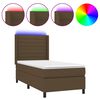 vidaXL Боксспринг легло с матрак и LED, тъмнокафява, 90x200 см, плат