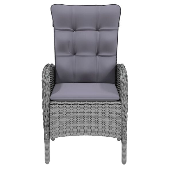 vidaXL Градински трапезен комплект, 3 части, полиратан, сив