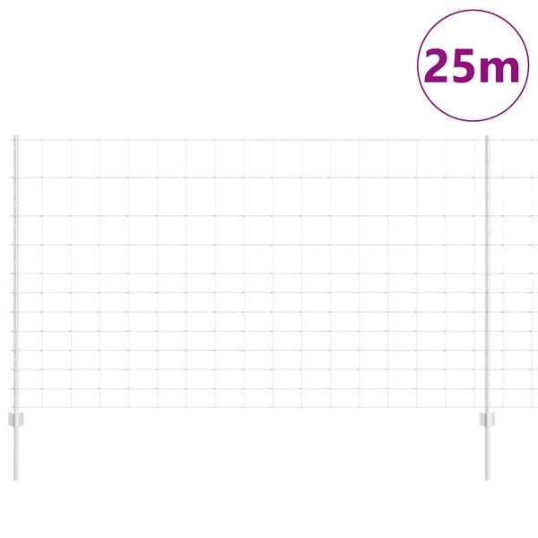 vidaXL Ограда с пост Сребрист 1,4 x 25 m Стомана