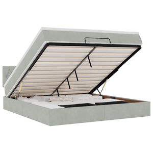 vidaXL Османска легло с матрак и LED, светлосиво, 180x200 см, кадифе