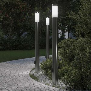 vidaXL Осветителни тела с контакт, 3 бр., 110 см, неръждаема стомана, IP44