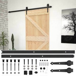 vidaXL Преплъзваща се врата 100 x 210 cm Масивна борова дървесина