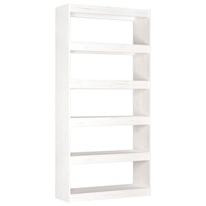 vidaXL Библиотека/разделител за стая, бяла, 80x30x167,4 см, бор масив