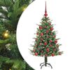 vidaXL Изкуствена светена коледна елха с комплект топки Зелено 120 cm