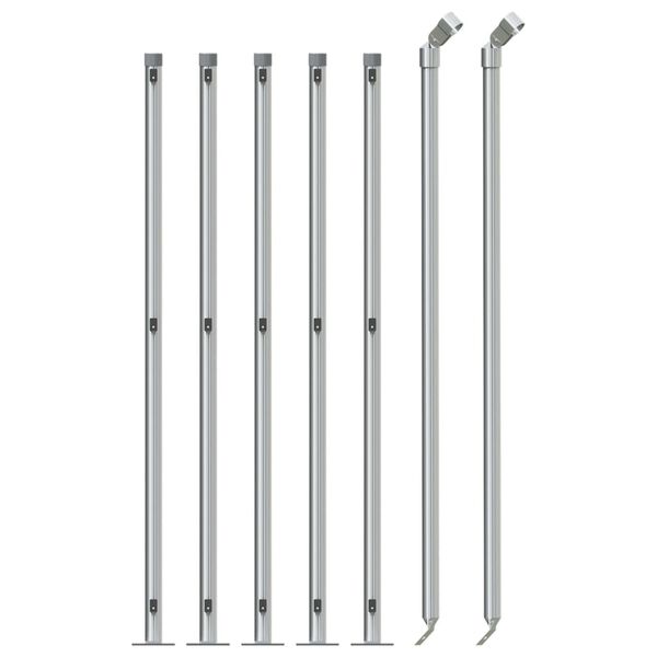 vidaXL Плетена оградна мрежа с фланец, сребриста, 0,8x10 м