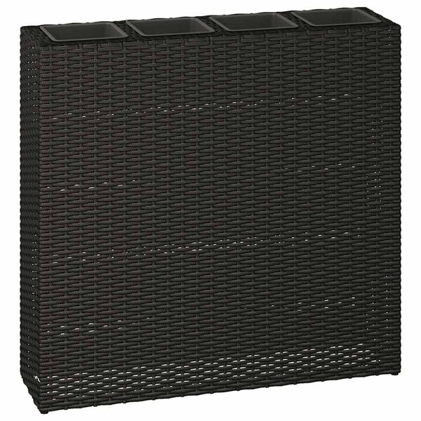 vidaXL Градински повдигнати лехи с 4 саксии, 2 бр, полиратан, черни