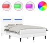 vidaXL Рамка за легло с LED ленти Бяло 140 x 190 cm Изкуствена