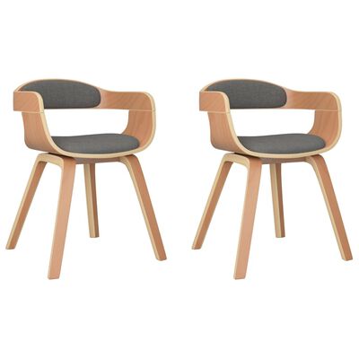 vidaXL Трапезни столове, 2 бр, светлосиви, извито дърво и текстил