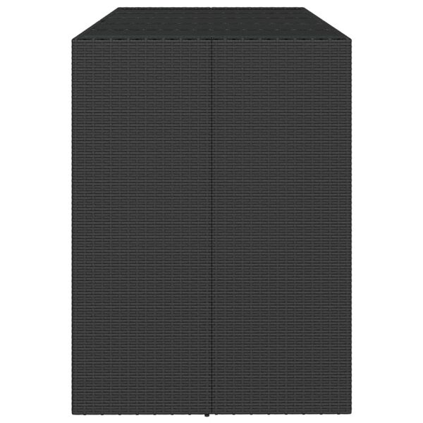 vidaXL Бар маса със стъклен плот, черна, 185x80x110 см, полиратан