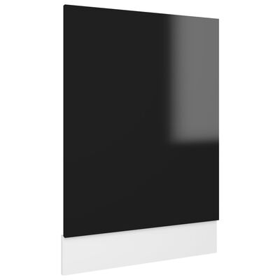 vidaXL Панел за съдомиялна машина, черен гланц, 45x3x67 см, ПДЧ