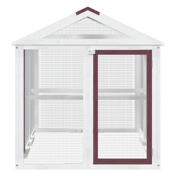 vidaXL Кафез за открито, мока, 141x94x104 см, борово дърво масив