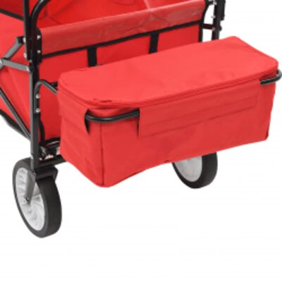 vidaXL Сгъваема ръчна количка с покривало, стомана, червена