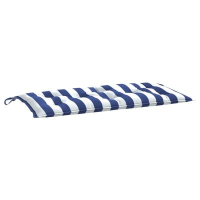 vidaXL Възглавници за външни пейки 2 бр синьо-бели 100x50x7 см плат