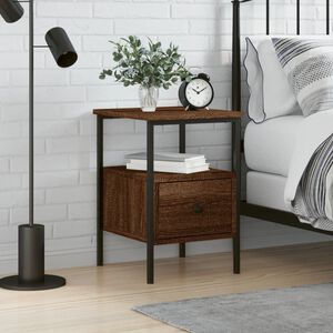 vidaXL Нощно шкафче, кафяв дъб, 34x36x50 см, инженерно дърво