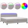 vidaXL Боксспринг легло с матрак и LED, светлосиво, 200x200 см, плат