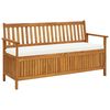 vidaXL Пейка за съхранение с възглавница, 148 см, акация масив