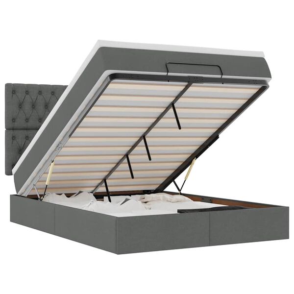 vidaXL Османска легло с матрак, тъмносиво, 140x200 см, плат