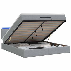 vidaXL Отоман с матрак и LED с таблото Светлосиво 140 x 200 cm Текстил