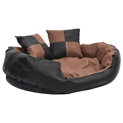 vidaXL Реверсивно и миещо се кучешко легло, черно-кафяво, 85x70x20 см