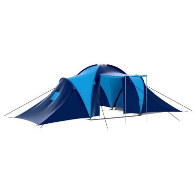 vidaXL Къмпинг палатка, текстил, 9-местна, тъмносиньо и синьо