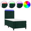 vidaXL Боксспринг легло с матрак и LED, тъмнозелено, 100x200см, кадифе
